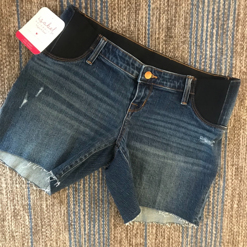 Isabel Maternity Inset Panel Boyfriend Jean Shorts